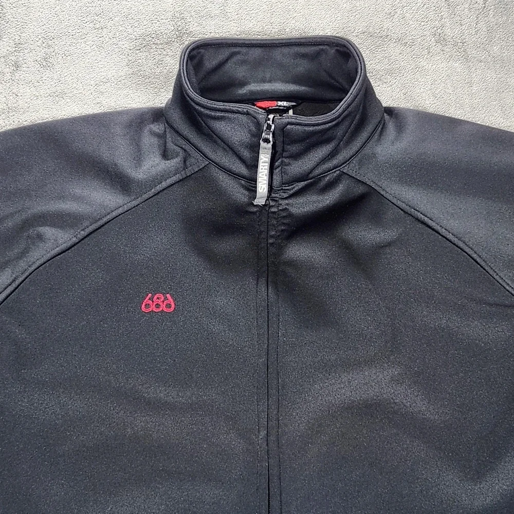 686 Jacket Mens XL Black SMARTY Tech Softshell Fleece Lined Ski Snowboard